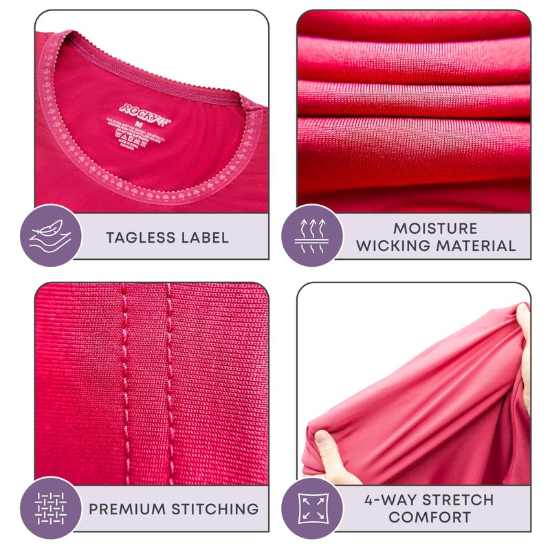 Rocky Thermal Underwear Women Long Johns Womens Thermals Top Bottom Set Fleece Lined Under Wear Clothes Base Layer Thermals, XX-Large, Mauve Pink - Image 3